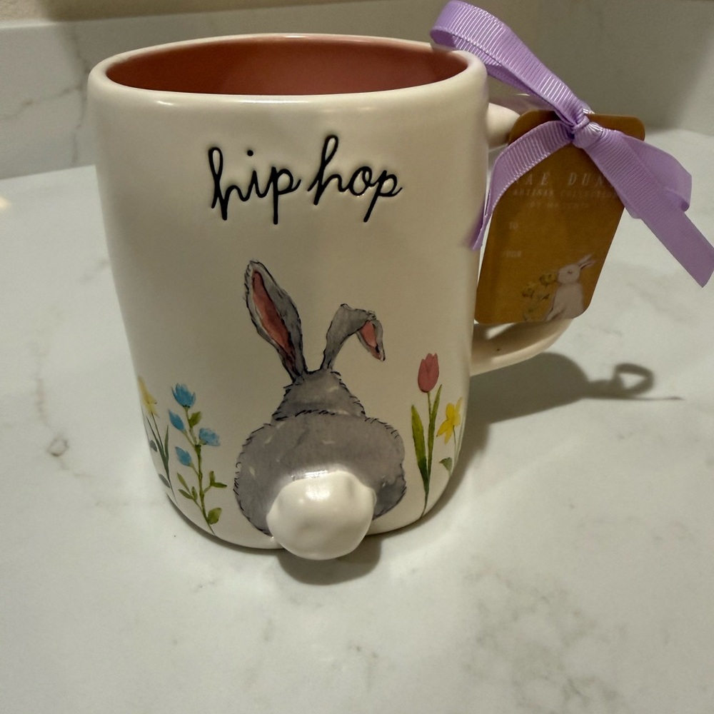 Rae Dunn Hip Hop Bunny Mug with Floral Design - Picture 3 of 9